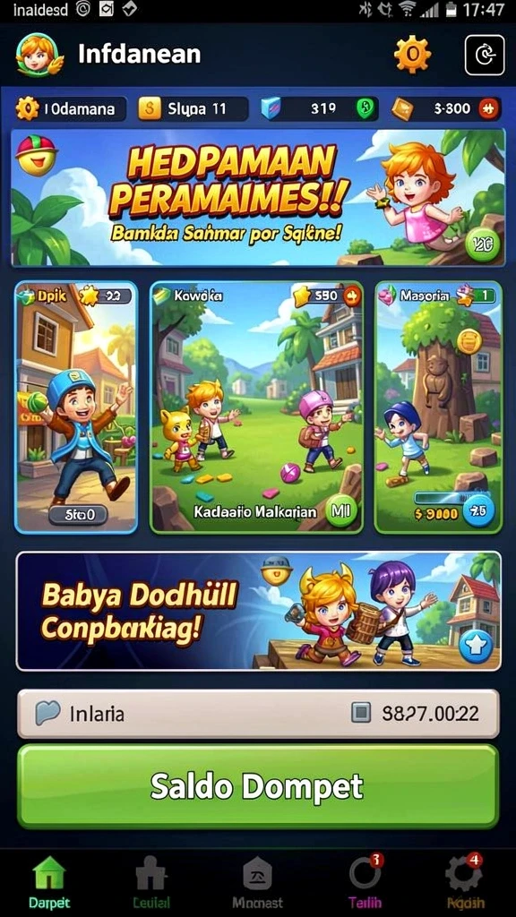 ocatoto - Tampilan menu utama yang intuitif.
